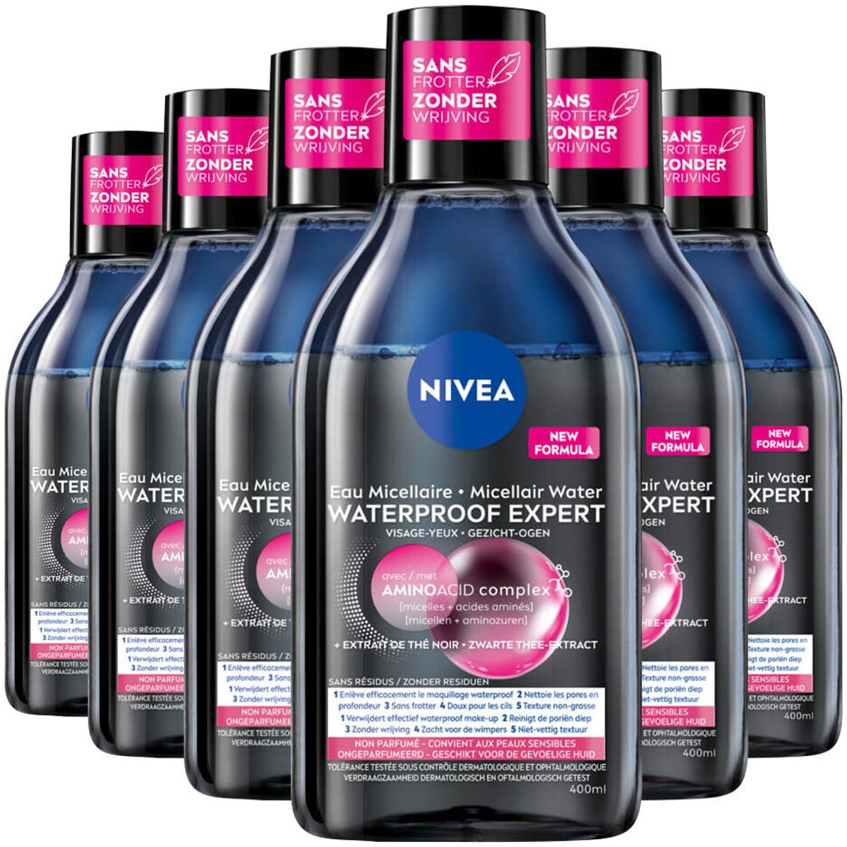 NIVEA 0% Residu Micellair Water Waterproof - 6 x 400 ml - Voordeelverpakking