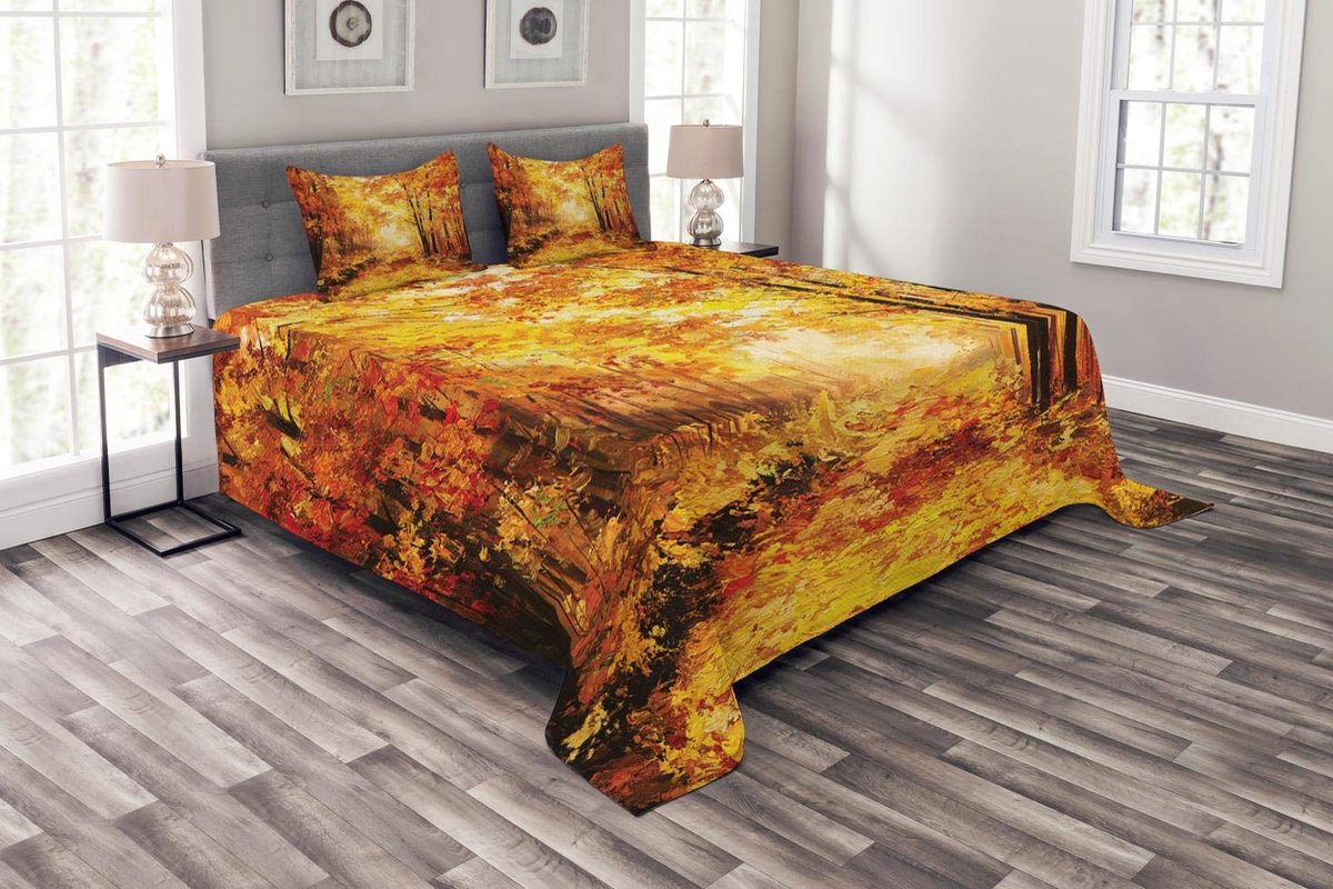 ABAKUHAUS Land Dagdeken Set – Polyester – 264x220 cm – oranje-bruin
