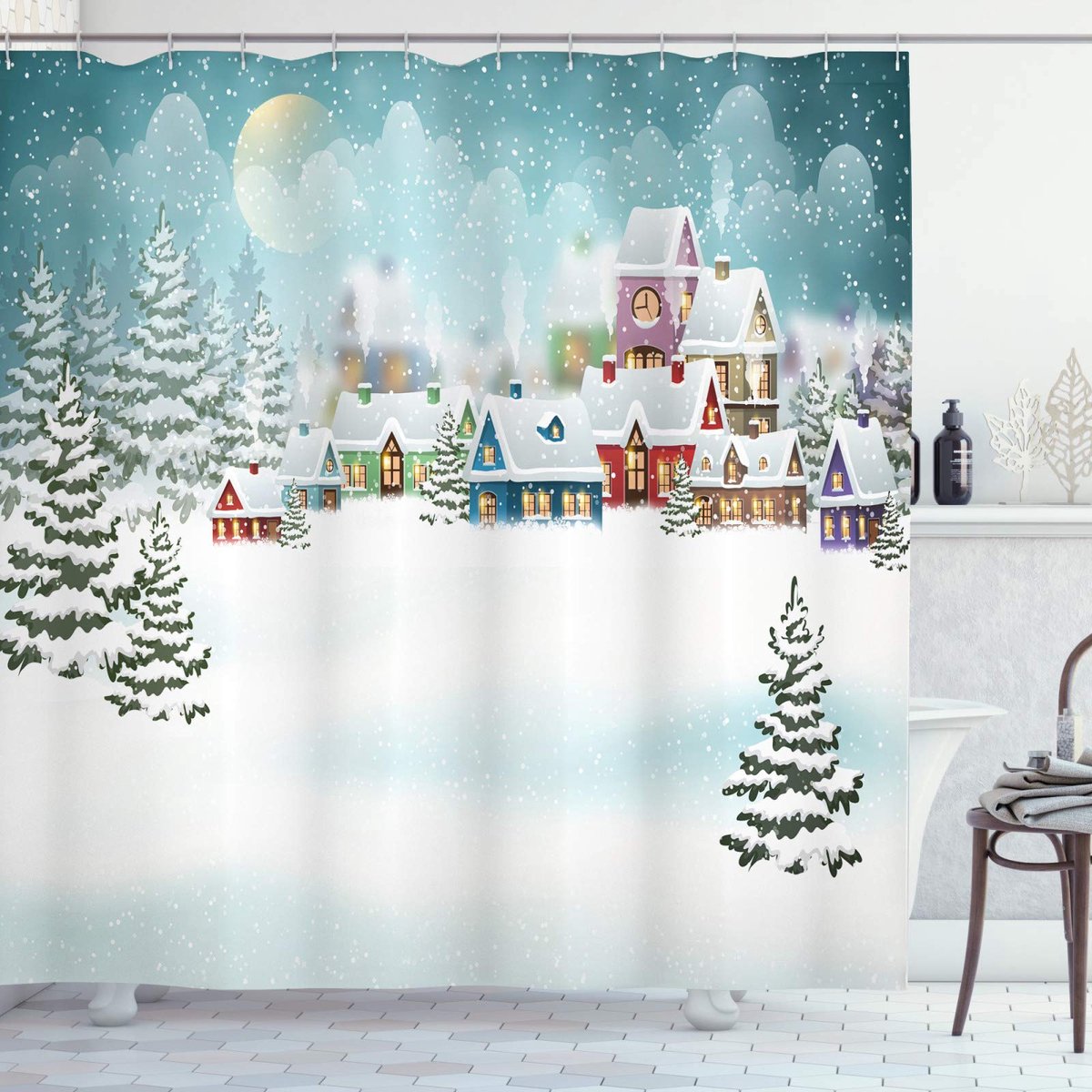 ABAKUHAUS Douchescherm – Kadettblauw Meertalig, 175x220 cm, 100% Polyester, Waterafstotend