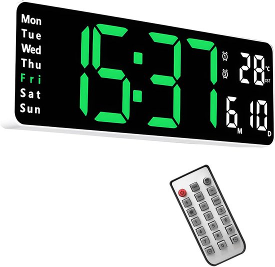 Fuloon Wanduhr Digital, 13 Zoll Digitale Wanduhr Groß LED Wand Uhr mit Fernbedienung, Timing- und Countdown, Datum, Woche, Temperatur, Digitaler Kalender für Schlafzimmer, Wohnzimmer Fuloon Wanduhr Digital, 13 Zoll Digitale Wanduhr Groß LED Wand Uhr mit Fernbedienung, Timing- und Countdown, Datum, Woche, Temperatur, Digitaler Kalender für Schlafzimmer, Wohnzimmer