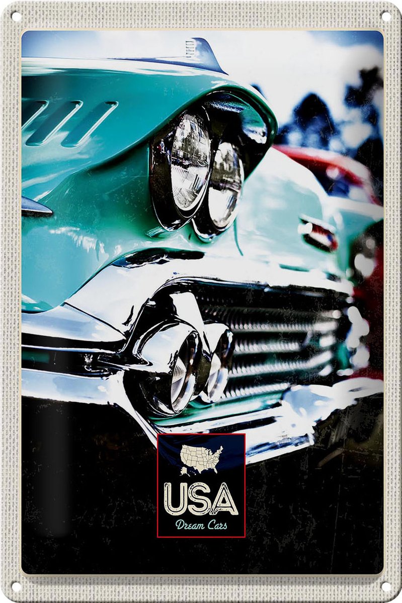 Blechschild Reise 20x30cm Amerika Oldtimer Amerika grün