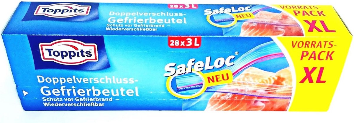 Vrieszakken met dubbele sluiting XL - Voorraadverpakking van 28 x 3 liter