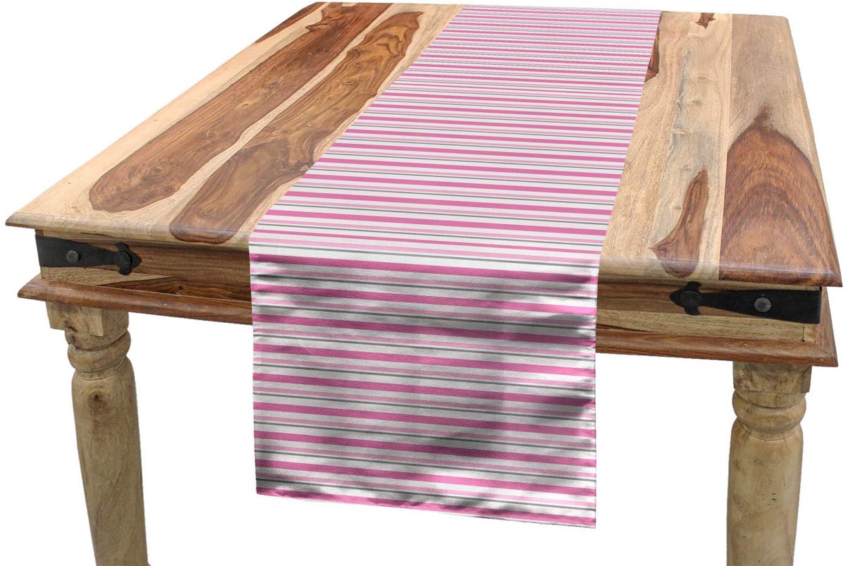ABAKUHAUS Geometrische loper – 40x180 cm – wit grijs roze