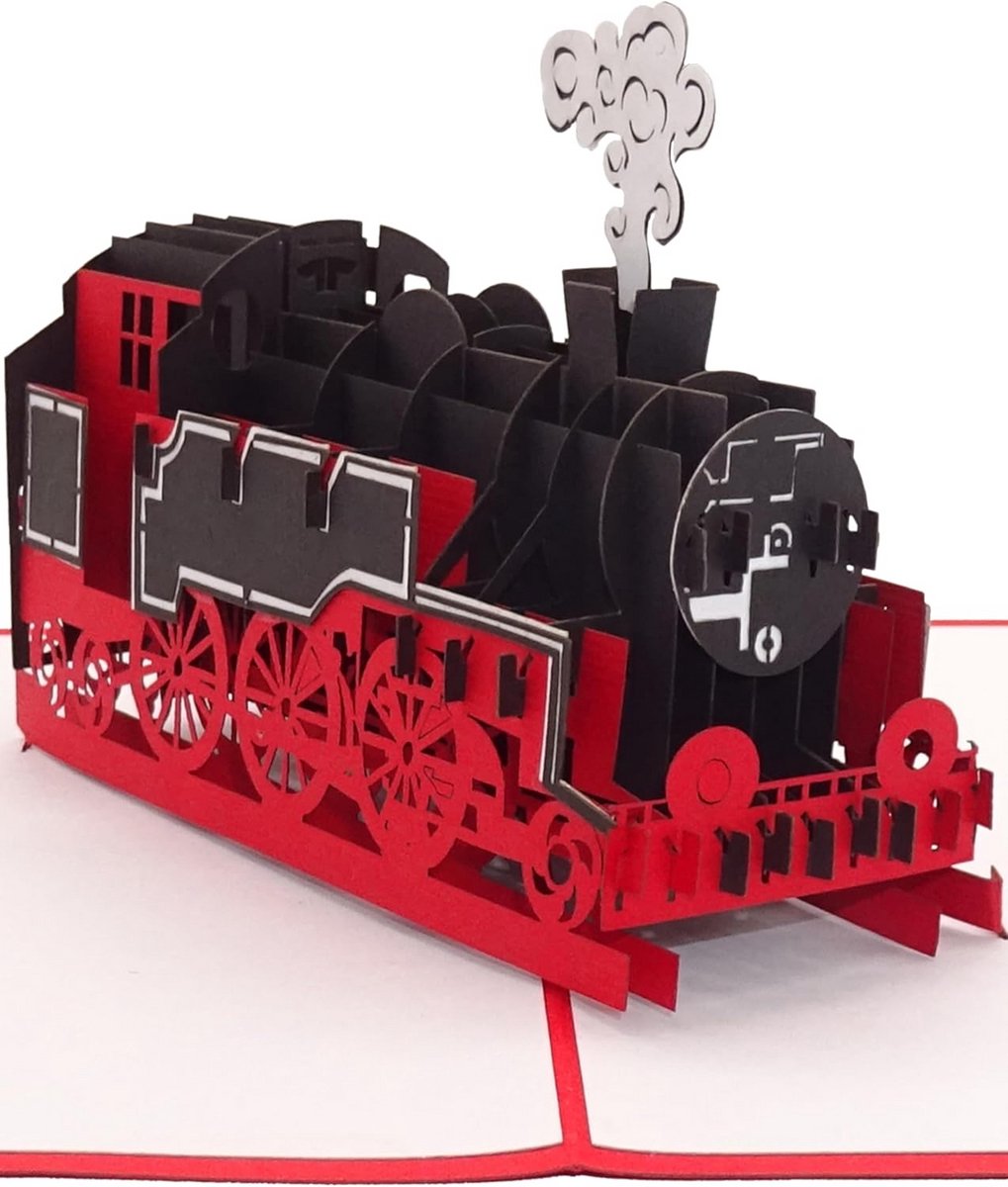 3D Pop-Up verjaardagkaart met locomotief - Unieke wenskaart voor elke gelegenheid