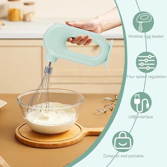 Draadloze Handmixers met 4 Snelheden - Mini Elektrische Mixer voor Eieren en Groenten van Merkloos — afbeelding 2