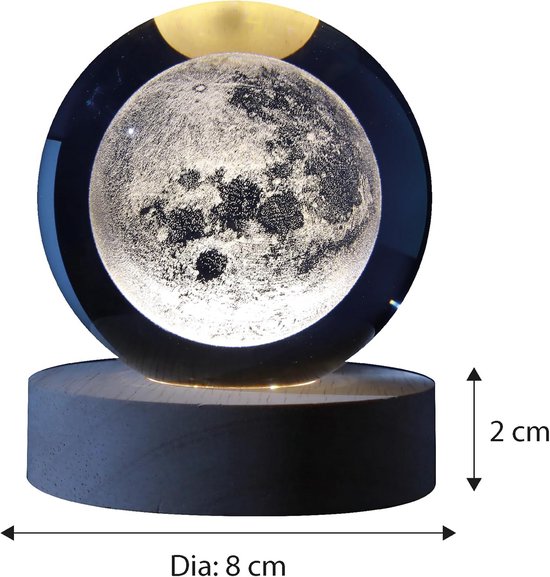 3D Glasbol Nachtlampje met RGB LED voor Kinderen - Fantasy Themed Design van Starry Night — afbeelding 3