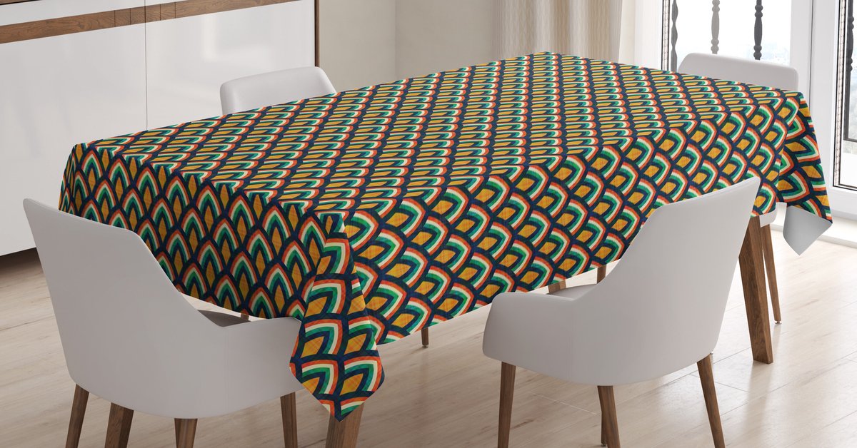ABAKUHAUS Tafelkleed – 140x240 cm – Oranje-Groen – Waterdicht