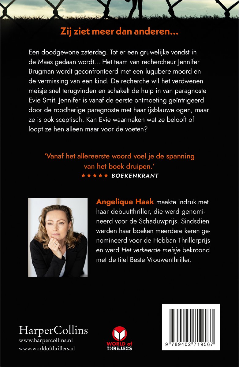 Boekcover met Angelique Haak, schrijfster van de thriller 'Het verkeerde meisje'.