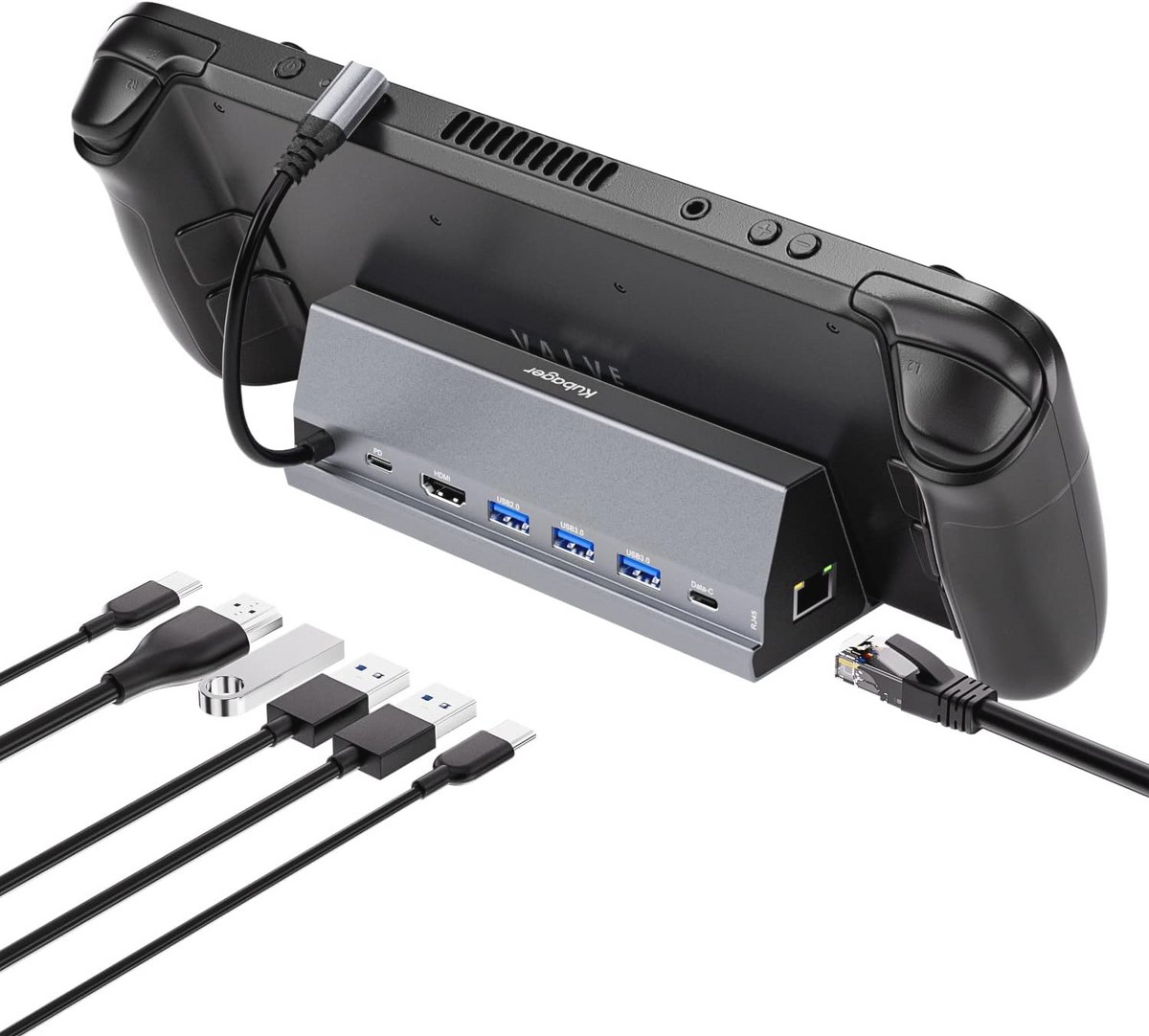 Docking Station 7-in-1 voor Steam Deck met HDMI 4K, Gigabit Ethernet en USB-A/C