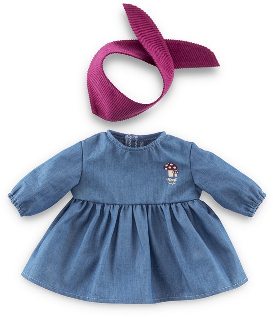 Corolle poppenkleding jeans jurk met sjaal voor 30cm pop denim. — afbeelding 5
