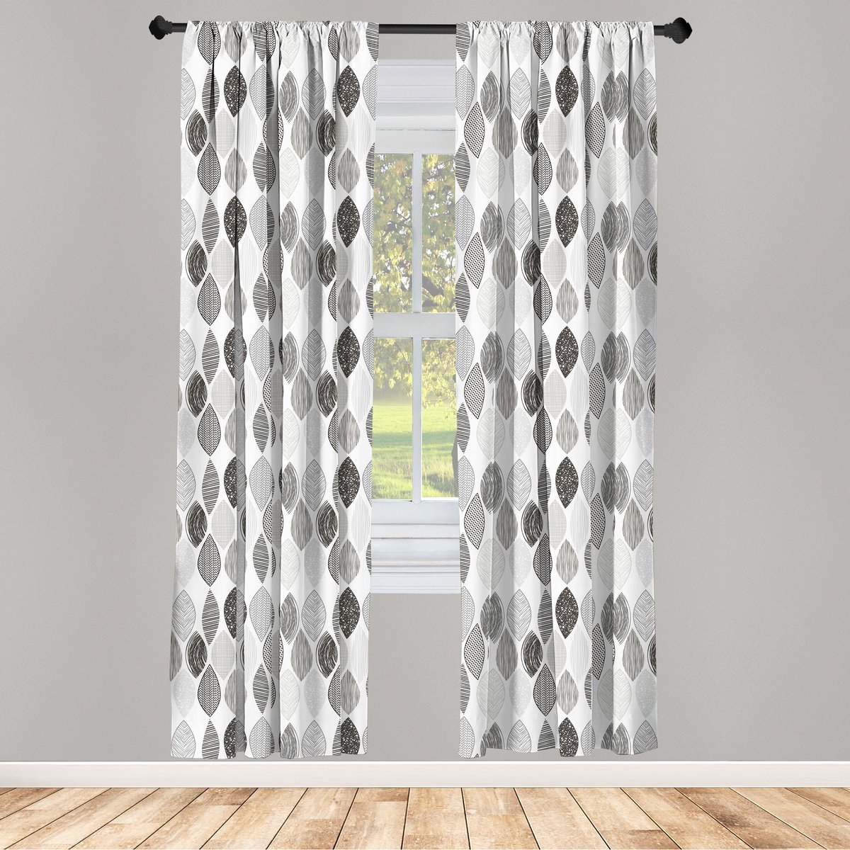 ABAKUHAUS Gordijnen – 2x75x245 cm – Licht koolgrijs – Microvezel