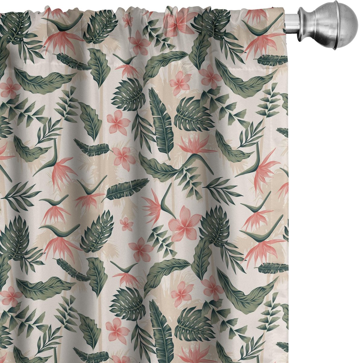 ABAKUHAUS Tropische Plumeria Gordijnen – 2x75x245 cm – microvezel, Halverduisterend Beige