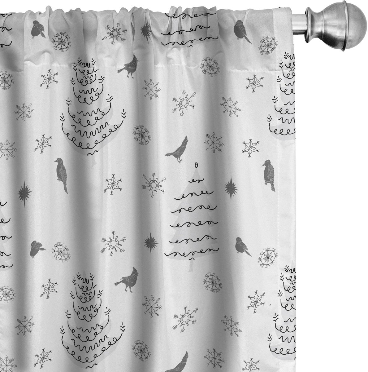 ABAKUHAUS 2x Paneelgordijnen – Winter Sneeuwvlokken, 75x225 cm Dunkelgrau