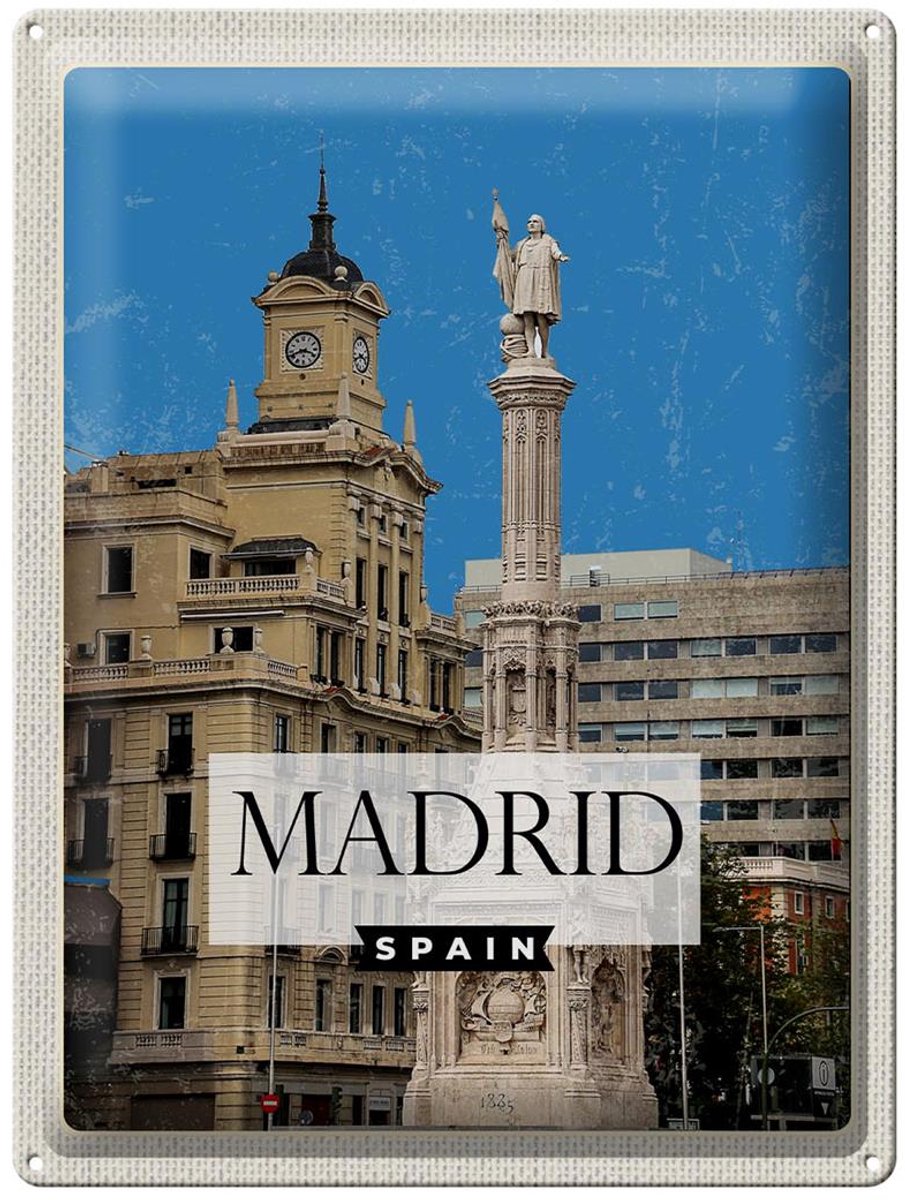 Blechschild Reise 30x40cm Madrid Spanien Panorama