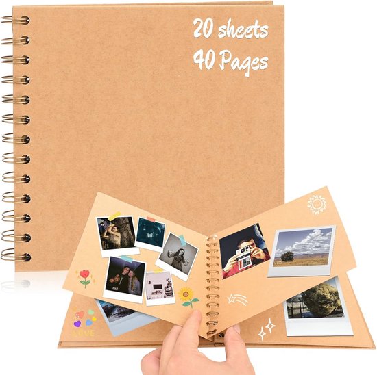 Creatief Fotoalbum - Zelf maken met 20 Vellen (40 Pagina's) - DIY Scrapbook - Ringband 17 x 17 cm - Perfect voor Cadeaus