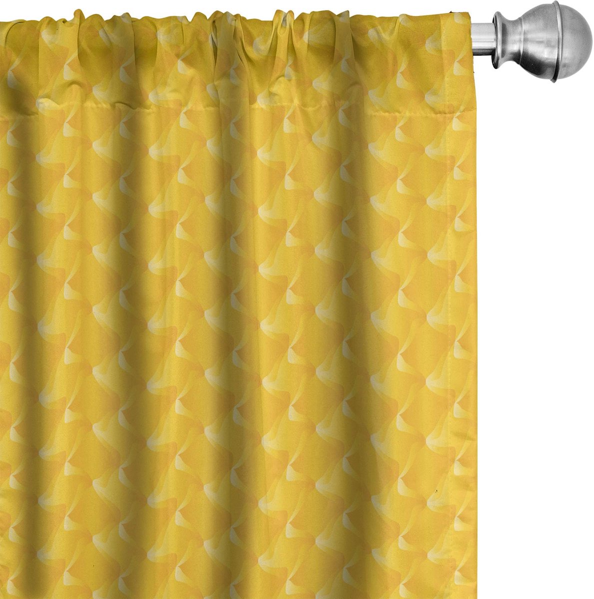 ABAKUHAUS Gele Gordijnen – Lijn-/Spiraalmotief – 2x75x225 cm, Microvezel