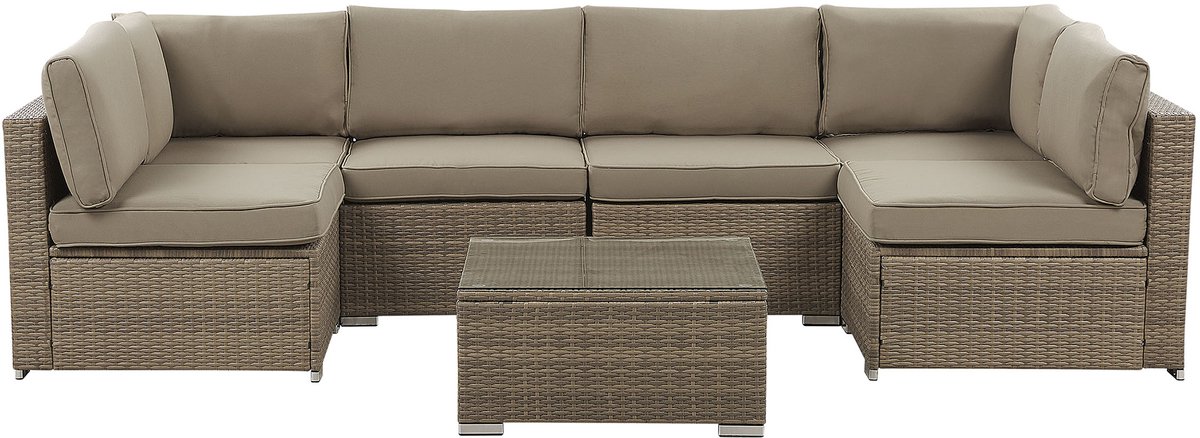 Beliani BELVEDERE - Loungeset-Bruin-PE rotan