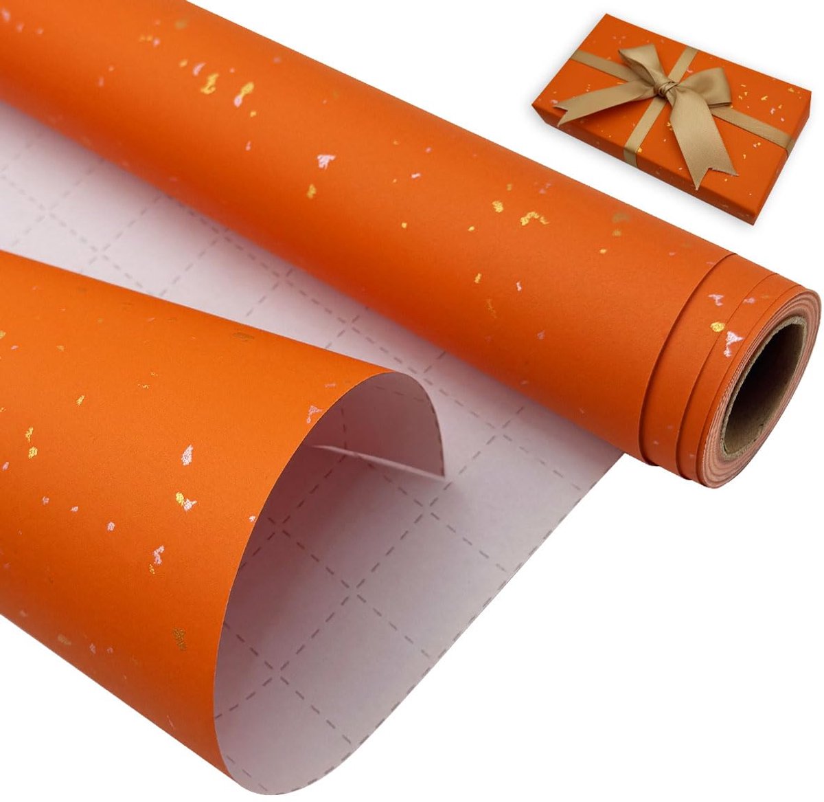 IMPERATORIS® Cadeaupapier - Inpakpapier - Perfect voor Alle Feestelijke Gelegenheden - Party Design - Duurzaam - Verjaardag - Oranje - 1 Rollen