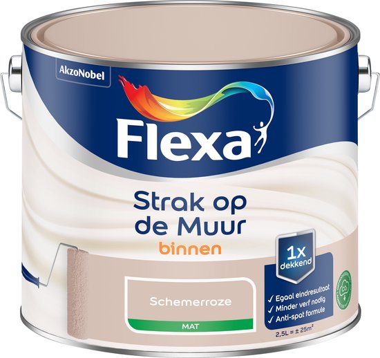 Flexa - Strak op de Muur Binnen Muurverf Mat - Schemerroze - Strak - 2.5 L