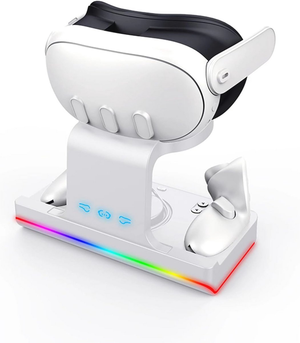 Oplaadstation voor VR-controllers en headset met RGB-lichtmodi