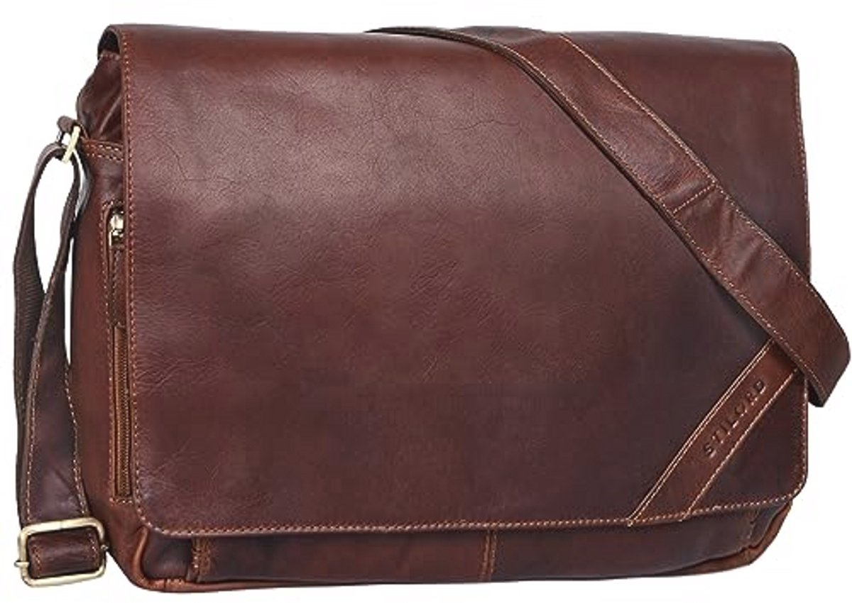 STILORD 'Nick' Shoulder Bag Leather Men's Unit Bag 15.6 Inch Laptop Bag Office Bag Vintage Buffalo Leather