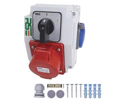 Bouwstroomverdeler CEE Krachtstroom Wandverdeler 16A 5P met 2x230V en Schakelaar