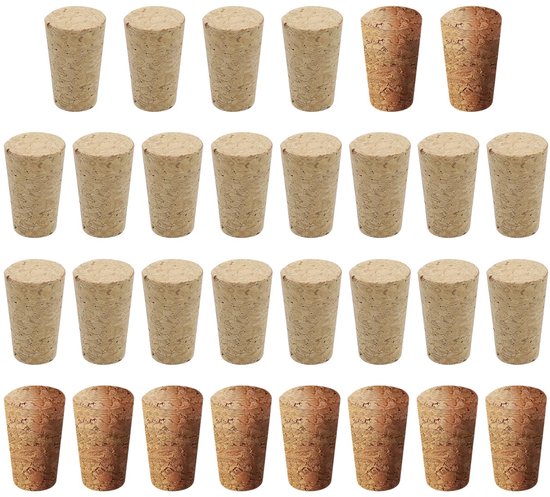 30 stuks taps toelopende kurkenstoppers, wijnflesstoppers, vervangende kurkenstoppers, lekvrije flessenstoppers, dopdoppen, kurkknutselwerkjes