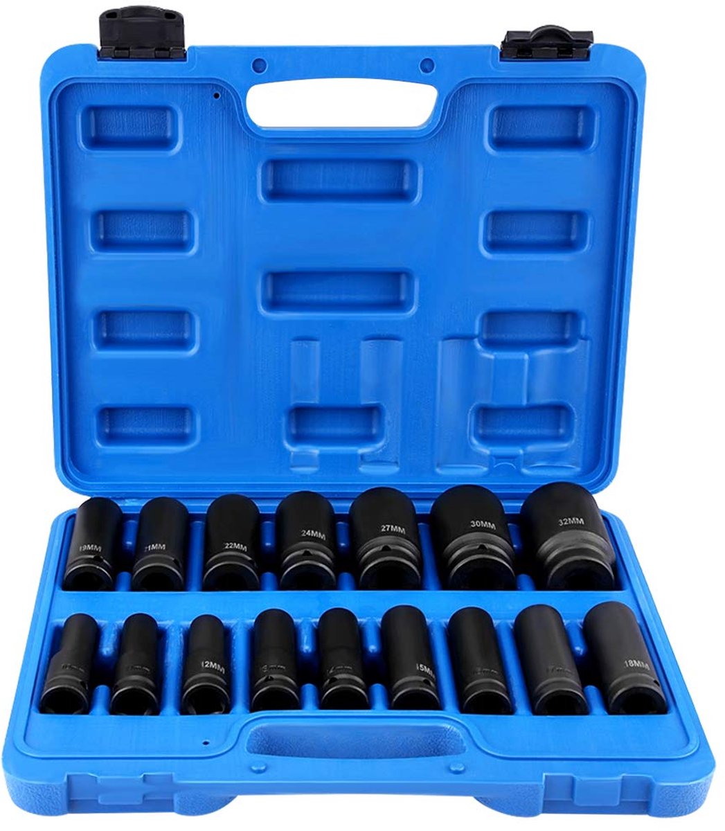 16-delige inbussleutelset met 1/2 inch aandrijving, inbussleutelset van chroom-molybdeenstaal, diverse inbussleutelsets voor lucht, reparatieset met draagtas voor autoreparatie en -onderhoud, 10-32 mm