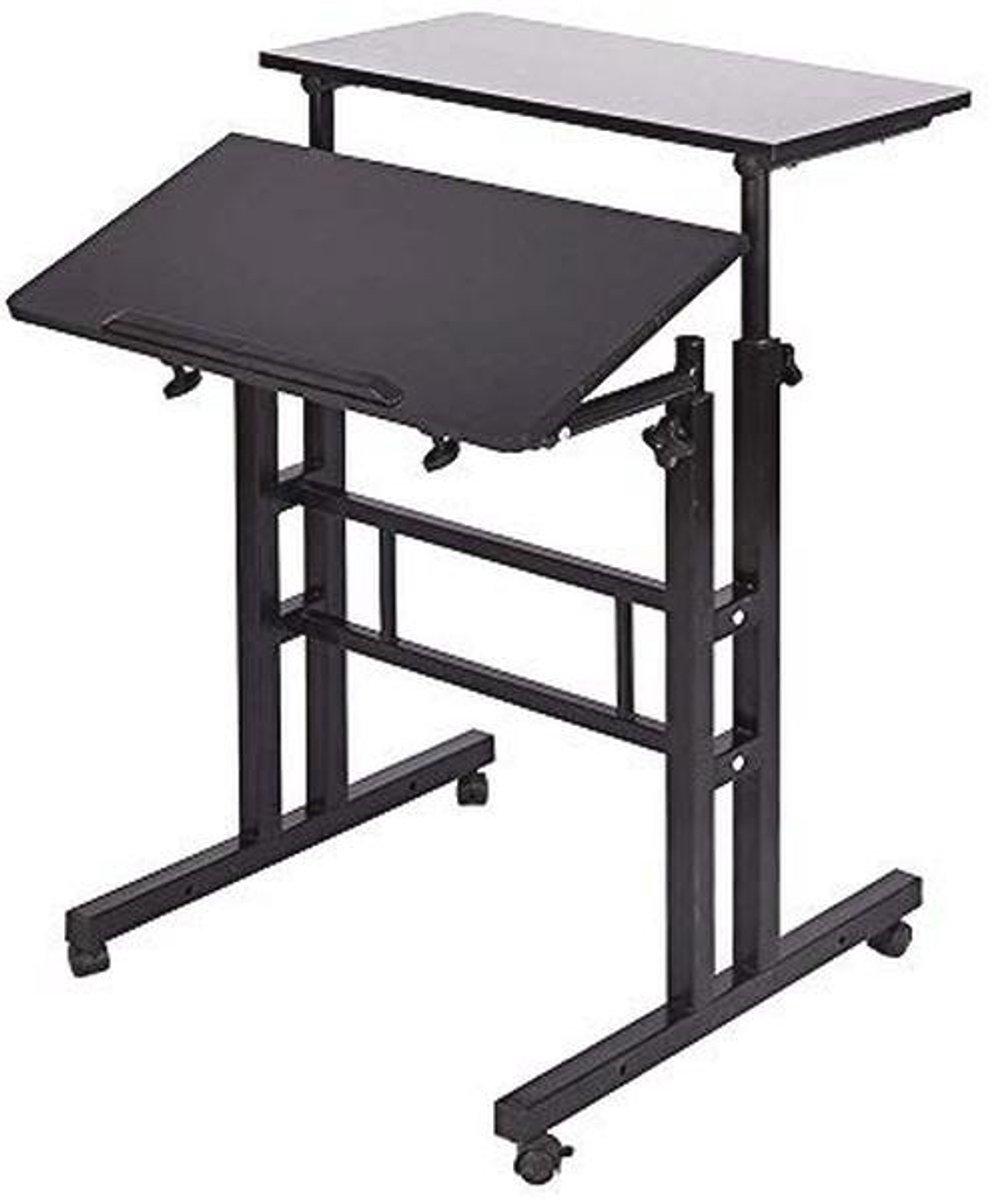 Verstelbare Stand Up Bureautafel voor Thuiswerken - 60x30cm, Hoogte 70-115cm, Zwart
