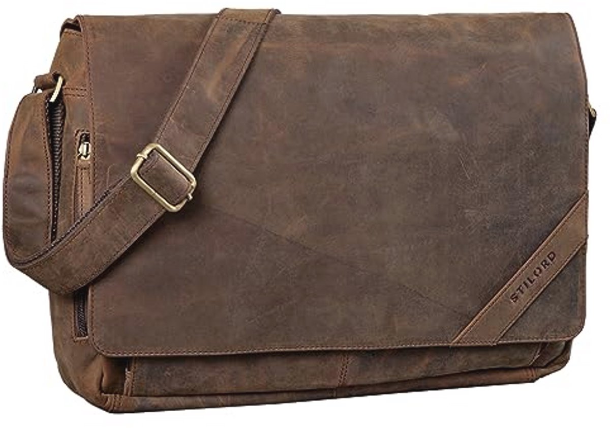 Leren Schoudertas voor Mannen - Vintage 15.6 Inch Laptop Tas