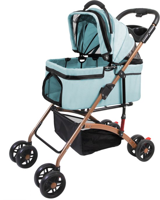 PawHut hondenwagen, hondenbuggy, pet stroller, 4 kleuren, 3/4 wielen, ideaal voor uitjes