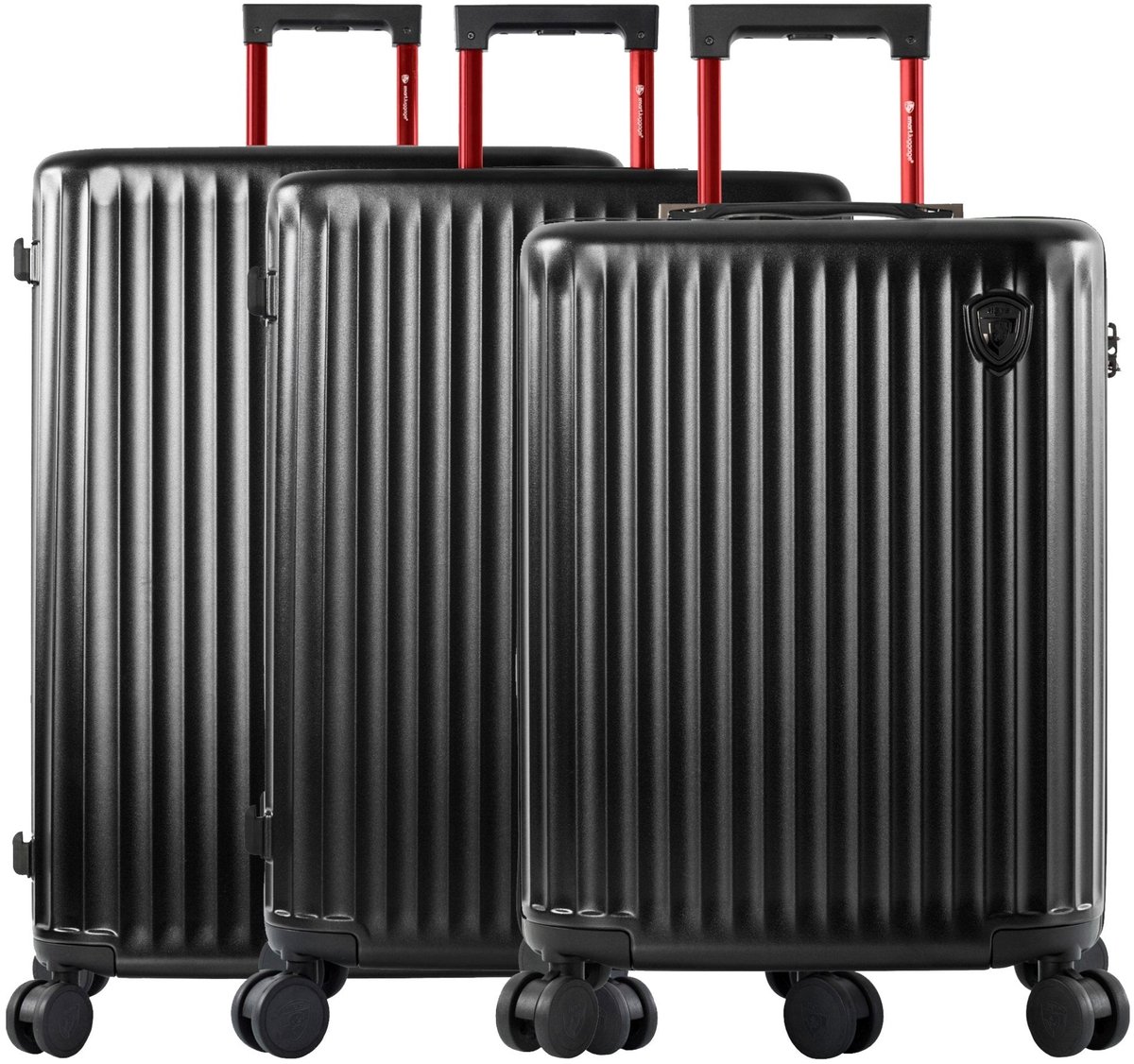 Heys SmartLuggage - 3-delige 4-wiel trolleyset L/M/S (zwart)