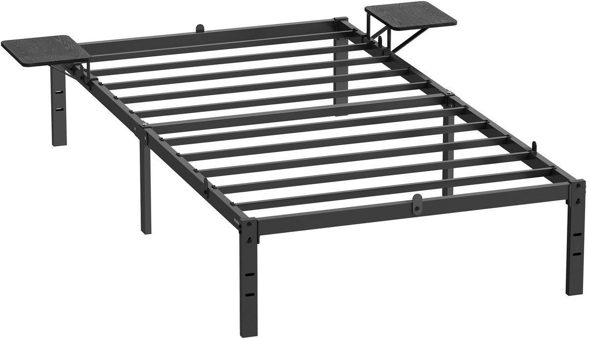 Bedframe – Poedergecoat metaal – 201 x 91 x 41,8 cm – Zwart