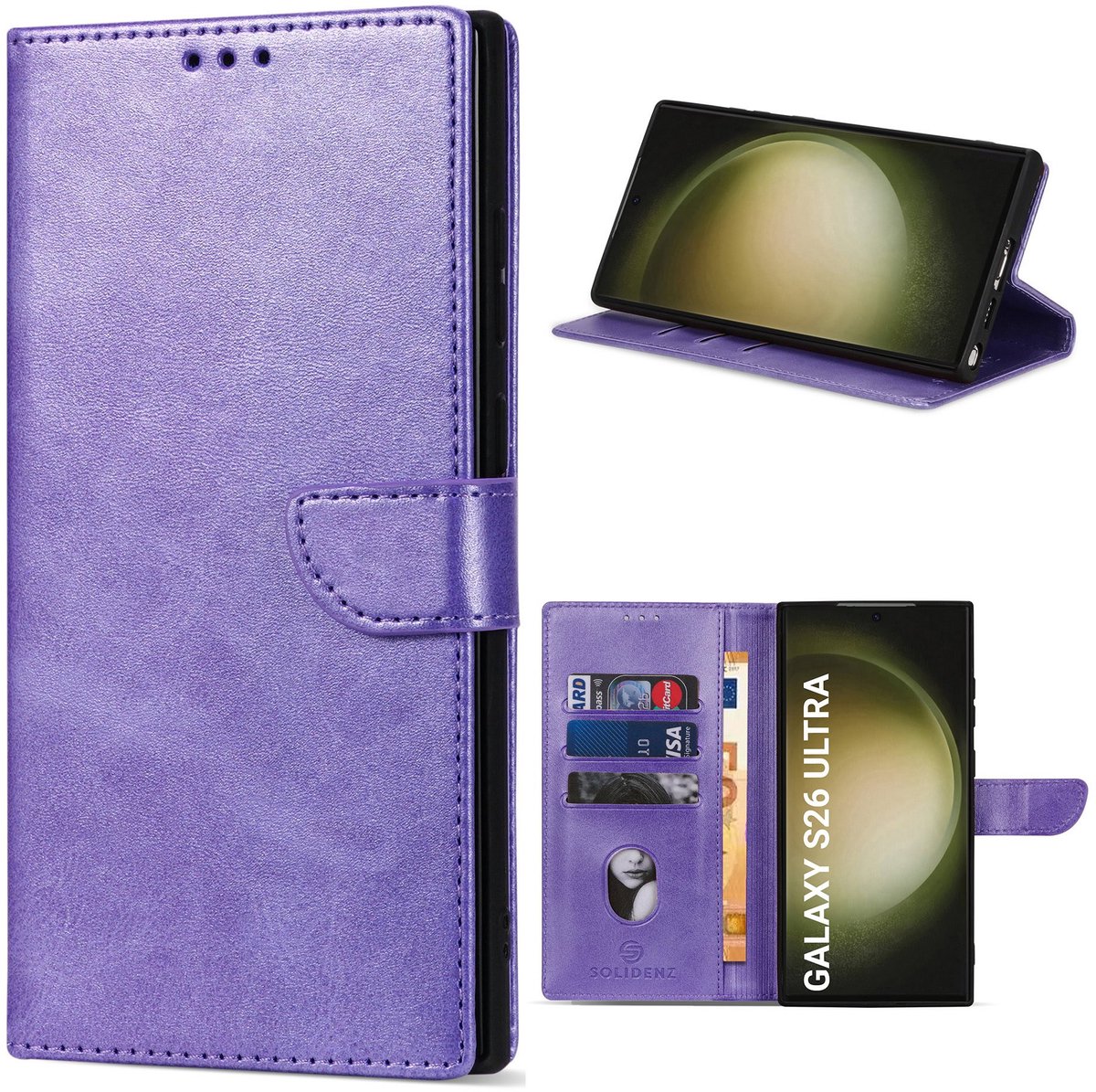 Solidenz hoesje - Geschikt voor Samsung Galaxy S26 Ultra - Bookcase - Paars