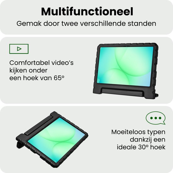 Hoesje Geschikt voor Samsung Galaxy Tab A11 Plus / A9 Plus - Met 2x Screenprotector - Kinderhoes Shockproof Bumper - Kidsproof Case - Tablet Hoes - Kinder Hoes Cover - Zwart