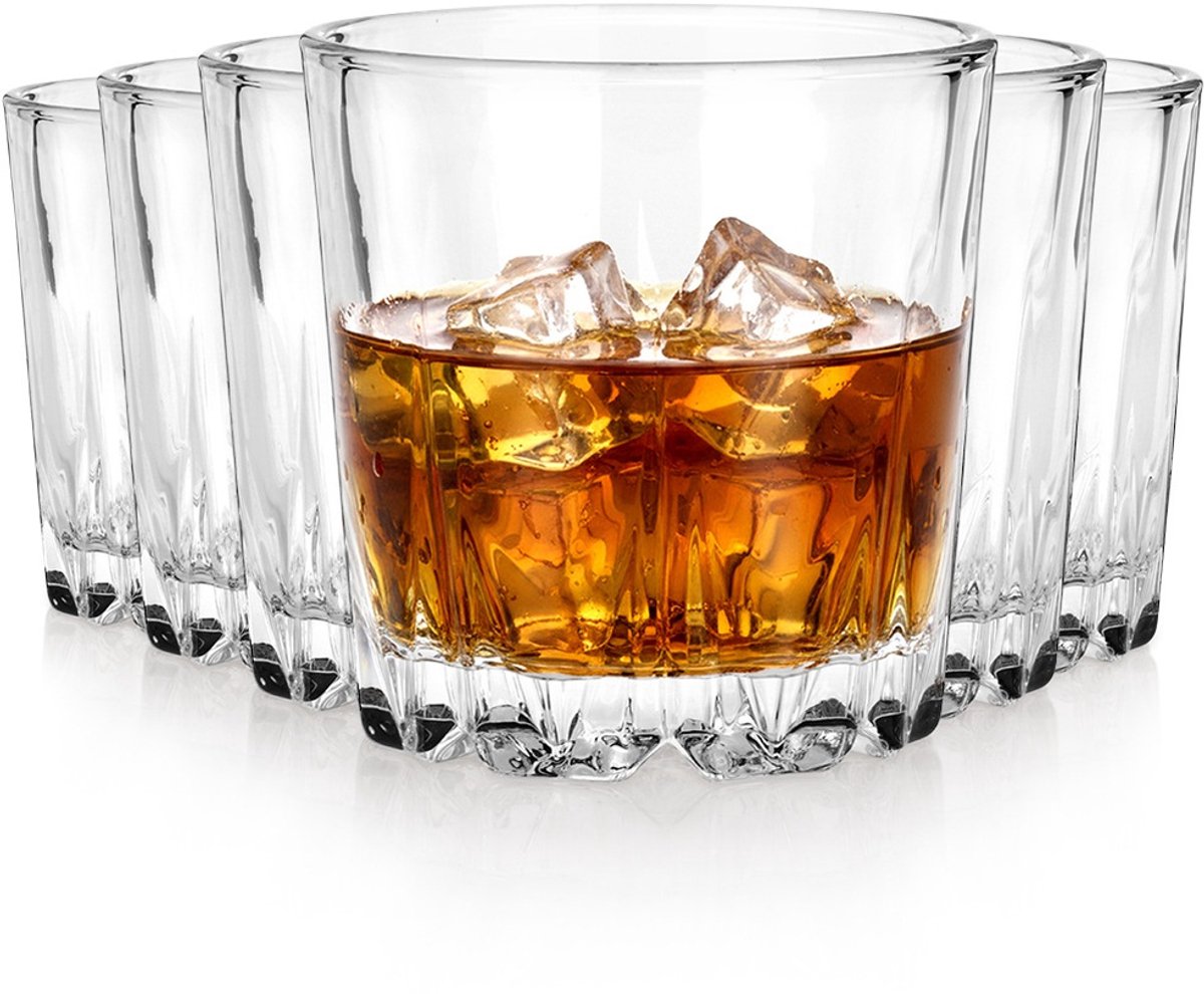 Whiskey Glazen 280 ml 6 stuks - Glas - Set - Waterglazen - Drinkglazen