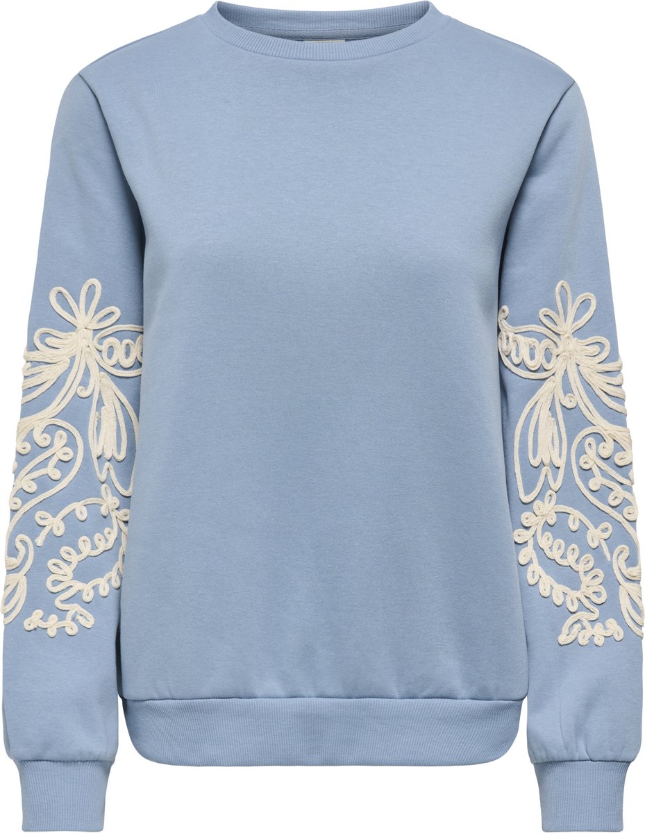 Jacqueline de Yong Trui Jdymesa Mindy L/s Emb Sweat Jrs 15376644 Winward Blue/creme Brul Dames Maat - S