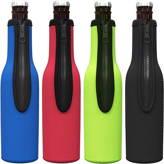 2-delige Isolatiehoes voor bierflessen - isolatiehoes van neopreen - hoes voor flessen met lange hals - houdt de temperatuur vast - antislip - materiaal van neopreen - met ritssluiting - geschikt voor flessen met lange hals - Zwart, rood van Balvi — afbeelding 5