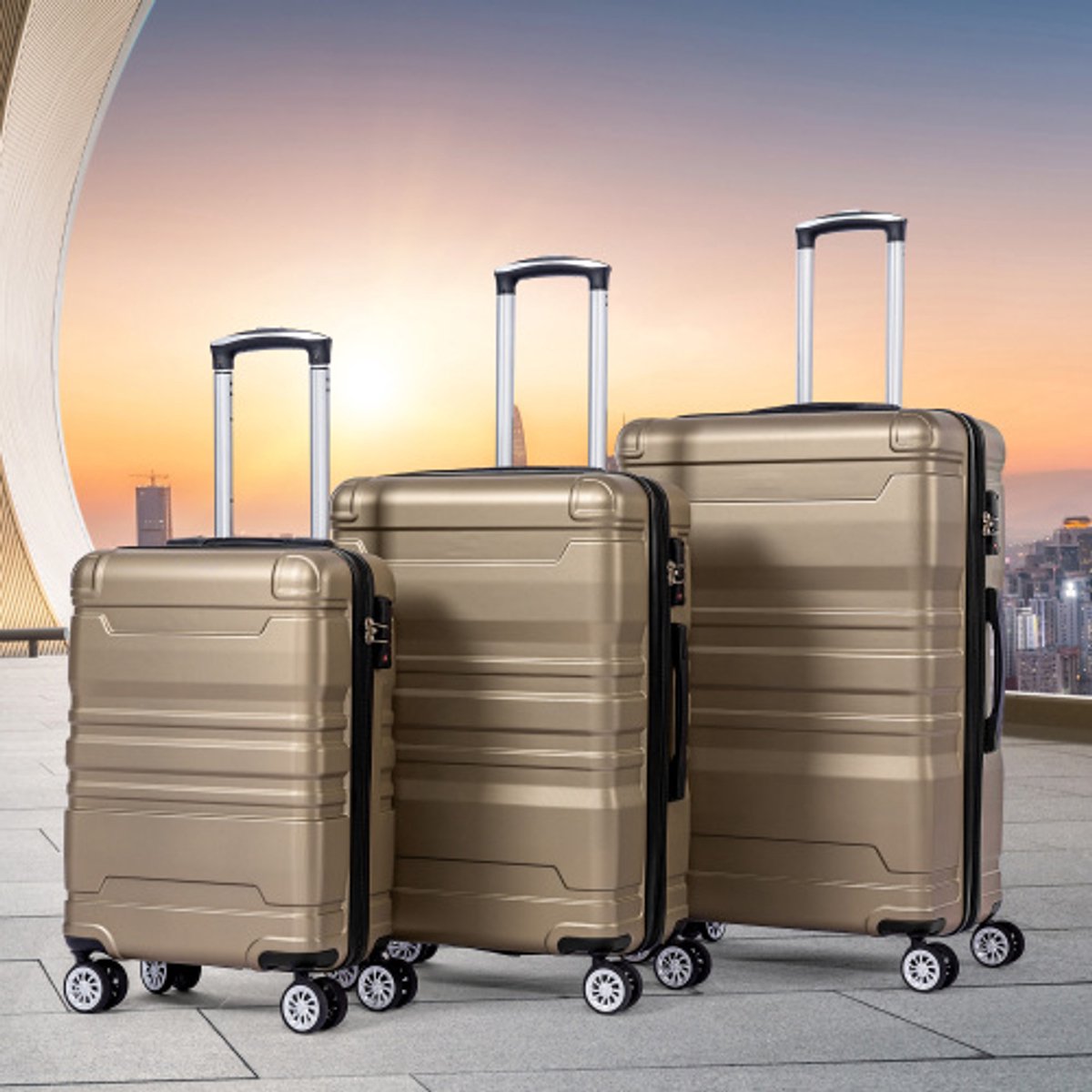 Handbagage Koffer Set 3-delig – TSA-slot, Universele Wielen, Uitbreidbaar, Zijhandgreep