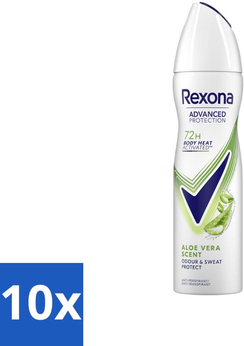 Rexona - Deodorant Spray - Aloe Vera Scent - Verzorgend & Fris - 150 ml - Bulkverpakking - 10 stuks