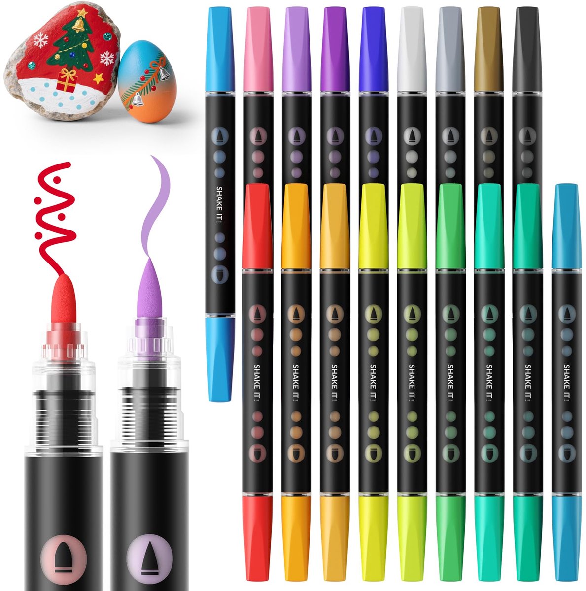 IMPERATORIS® Acrylstiften & Acrylmarkers Set - DIY Acrylverf Kit - Kleuren op Nummer voor Volwassenen - Pen & Marker Penselen Kit - 18 Stuks