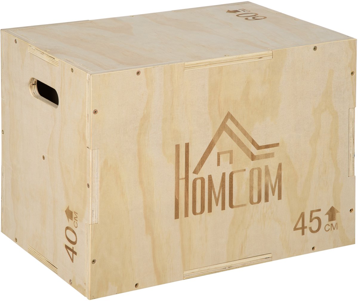 HOMCOM Jumping Box Beuken 45L x 40B x 60H cm Natuurlijk hout