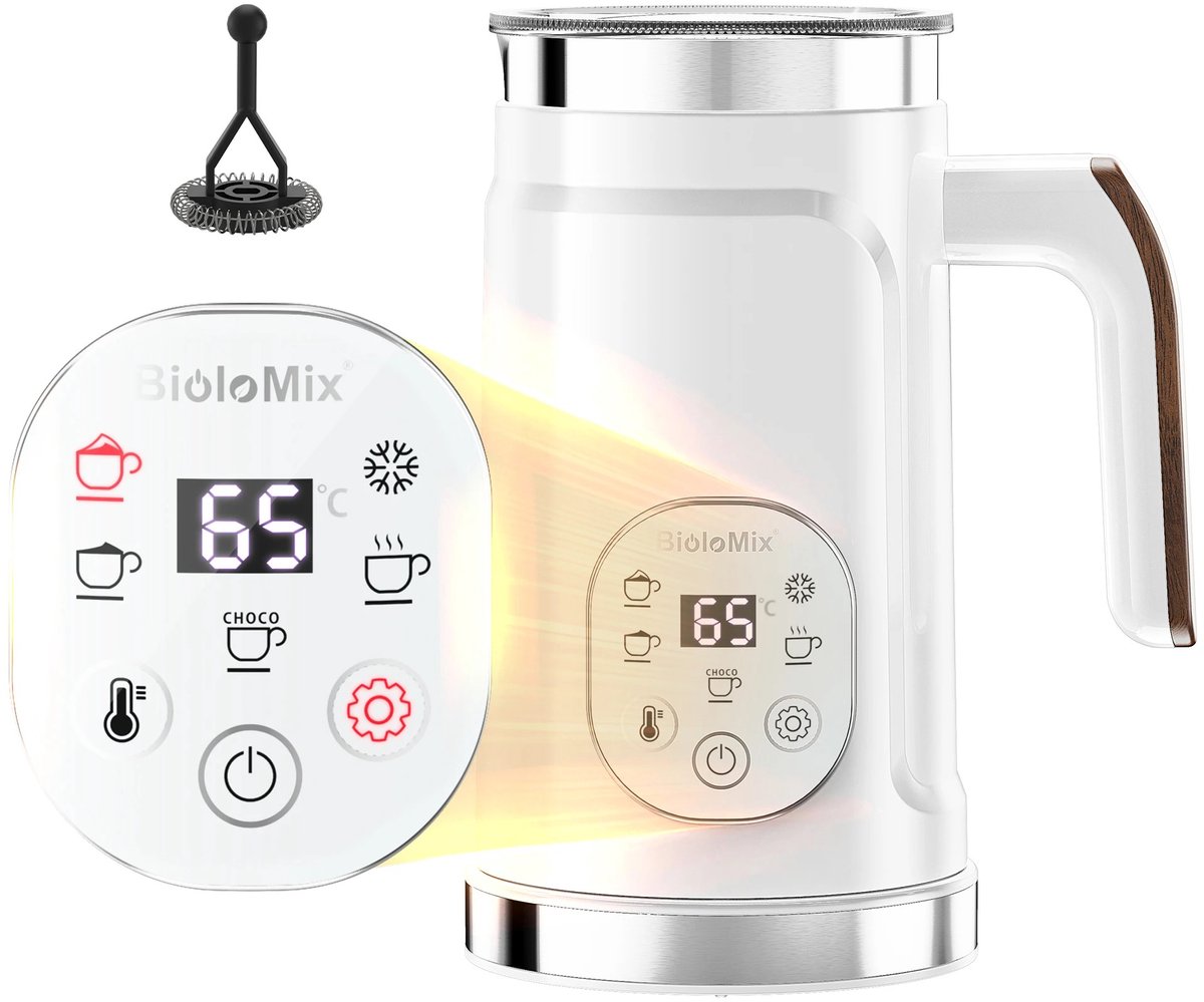 ACEP Elecktrische melkopschuimer - 5 in 1 - Warm en Koud - LED Touchscreen - Melkopschuimer - Melkopschuimer electrisch - Wit