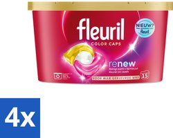 4 x Fleuril - Wasmiddel - Renew Color Caps - Gekleurde Was - 15 wasbeurten - Wasmiddelcapsules - Kleurwas - Wasverzorging - Kleurherstel - Wasformule