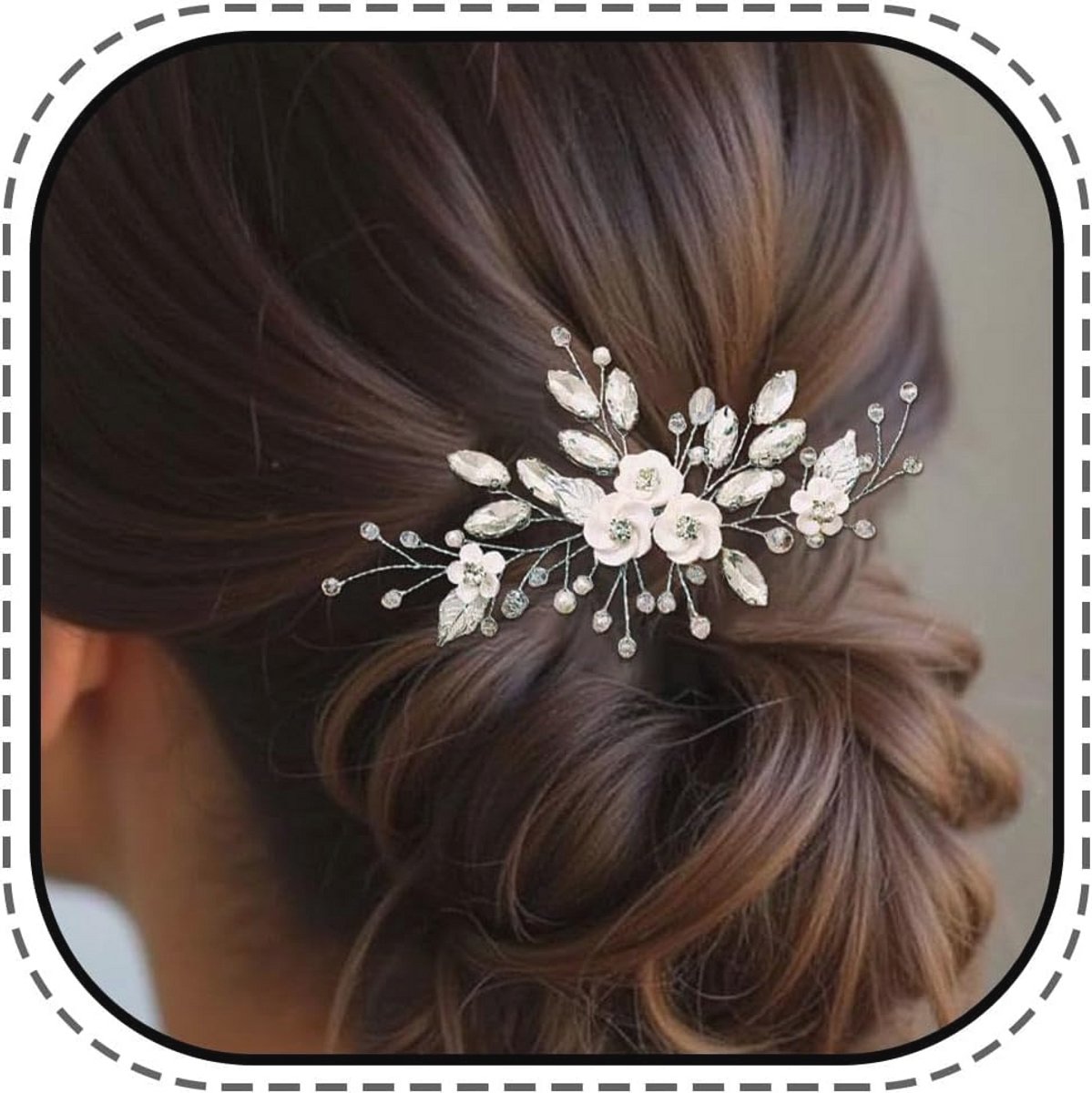 Zilveren bruidshaaraccessoire met parels en kristal voor een elegante uitstraling