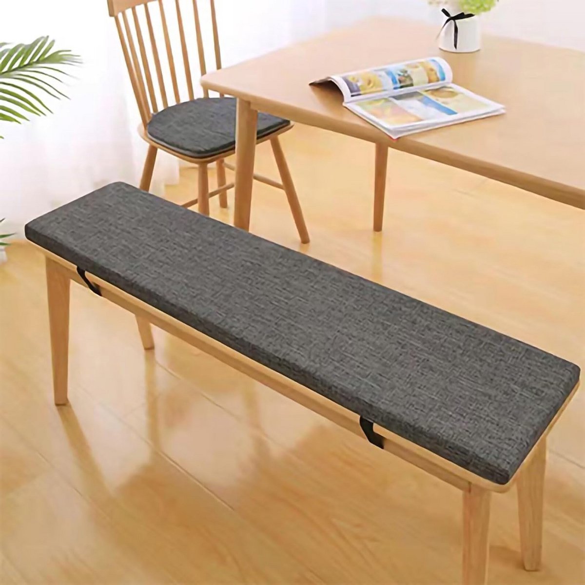 Comfortabel Dun Zitkussen Bank Kussen Hoekbank Keuken Stoelkussen 180x40 Donkergrijs Wasbaar