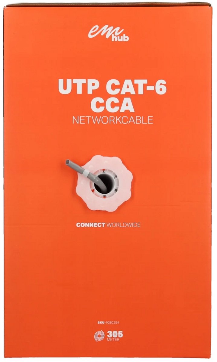 EMhub UTP CAT6 CCA kabel rol 305 meter