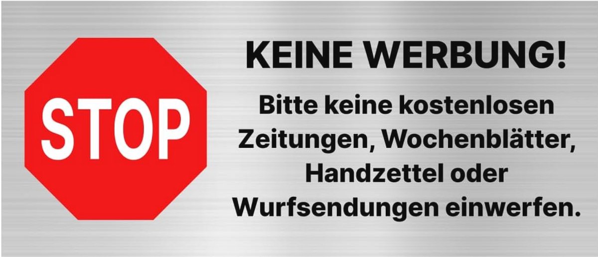 Brievenbus Sticker Geen Reclame 7x3 cm UV Bestendig