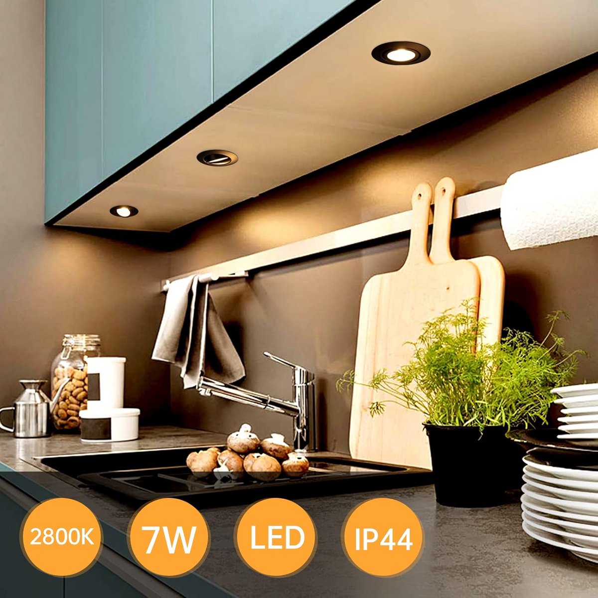 Dimbare LED Inbouwspots 7W IP44 voor Badkamer - 5 Stuks Warm Wit 2800K