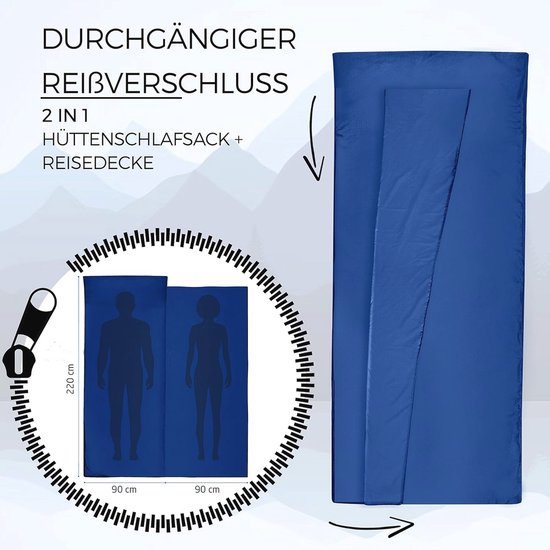 2-in-1 Slaapzak en Lichtgewicht Reislaken XL voor Comfortabele Overnachtingen van Merkloos — afbeelding 3